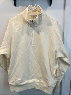 Madewell Men's Cream Half-Zip Sweatshirt